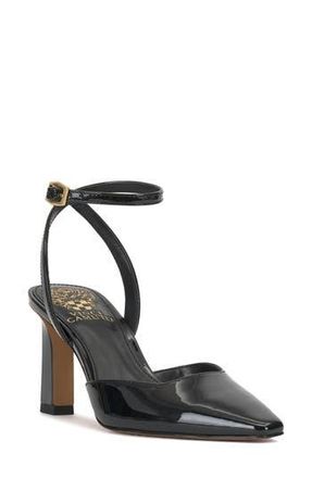 Vince Camuto Galees Ankle Strap Pump in Black Patent at Nordstrom Rack, Size 9.5