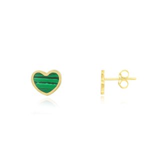 The Lovery Mini Malachite Heart Stud Earrings