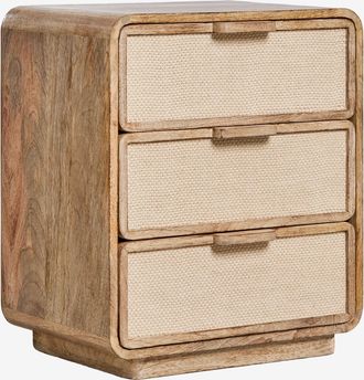 Sklum Pack De 2 Mesitas De Noche 50x35 Cm En Madera De Mango, Mdf Y Yute Abrams Sklum