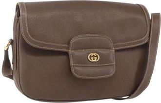 Gucci Pre-owned Cross Body Bags, female, Brown, Size: ONE SIZE Pre-owned Leather Crossbody Bag