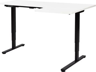 Beliani Escritorio Esquinero Regulable El&eacute;ctrico Forma De L 160 X 59 Cm Derecho Tablero Blanco Base Negra Destines