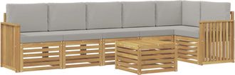 vidaXL Conjunto De Sof&aacute;s De Exterior 7 Uds. Blanco Y Gris Claro Vidaxl