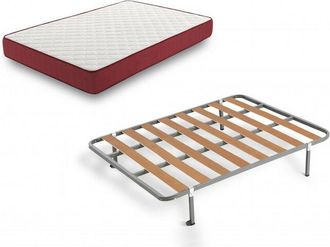 HOGAR 24 Bz62 - Colch&oacute;n Viscoel&aacute;stico + Somier Basic Con Patas, Medida 135 X 200 Cm, Con Tejido 3d Y Aloe Vera, Higienico-transpirable