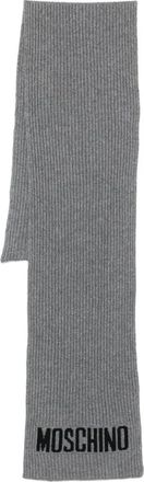 Moschino Sciarpa a coste con logo - Grigio