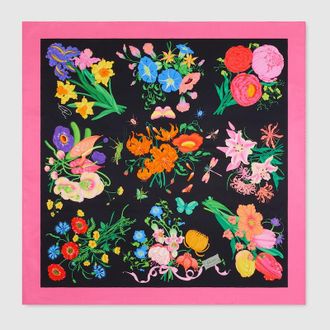 Gucci 90 X 90 Project Printed Silk Carré, Black, Silk