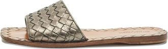 Bottega Veneta Sandali slides in pelle con design Intrecciato - Grigio