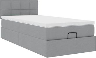 vidaXL Cama Otomana Con Colch&oacute;n Gris Claro 90x200 Cm Tela Vidaxl