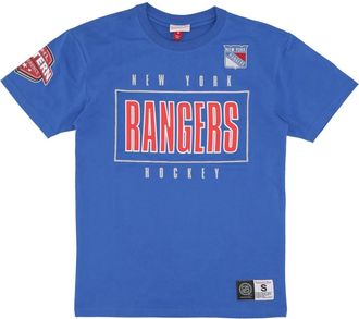 Mitchell & Ness New York Rangers Logo Tee - Heren - T-shirts - Blauw - XL - Katoen - Tops