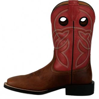 Justin Mens Lubbock 11 Work Boot - Wide In Red Brown
