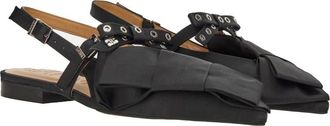 Ganni Womens Big Bow Ballerina Flat Shoes - Black Recycled Material - Size EU 36