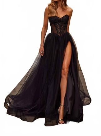 La Femme Womens Prom Dress In Black