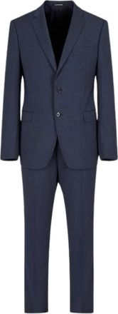 Emporio Armani Slim Fit Single-Breasted Pak - Heren - Business pakken - Blauw - 2XL - Wol - Kostuums