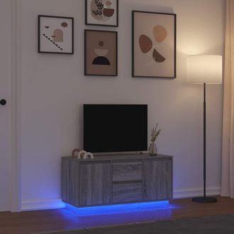 Berkfield Home TV Cabinet with LED Lights Grey Sonoma 100x41x50 cm | Size: 100 x 41 x 50 cm