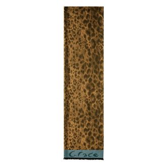 Manila Grace Sjaal met dierenprint - Dames - Accessoires - Geel - Maat: ONE Size Viscose
