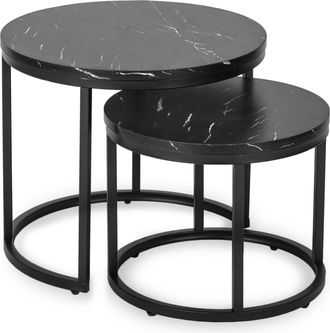 OEM Juego De Mesa De Centro Mauro De 43 Cm/53 Cm, M&aacute;rmol Negro, Estilo Moderno Y Glamuroso