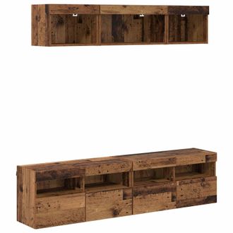 vidaXL Unidades De Tv De Pared Con Led 5 Pcs Madera Vieja 80 X 30 X 40 Cm Vidaxl