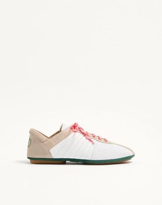 Valentino Garavani Strikie Trainer In Perforated Nappa And Suede Man WHITE 43.5