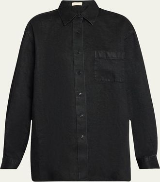 The Row Nesson Oversized Linen Button-Down Shirt