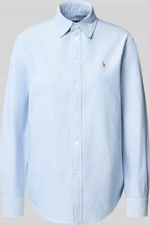 Polo Ralph Lauren Regular Fit Hemdbluse mit Logo-Stitching in Blau, Größe XL