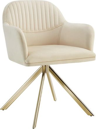 TecTake Silla de comedor giratoria 360&ordm; terciopelo, 56x59x81 cm crema/oro