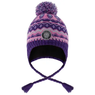 Deux par Deux Peruvian Lined Knit Hat Purple 5-8 Yr