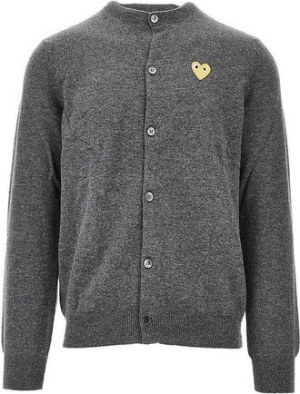 Comme Des Gar&ccedil;ons Heart patch wool cardigan Man S