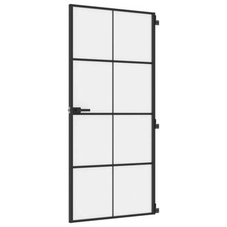 Berkfield Home Interior Door Slim Black 93x201.5 cm Tempered Glass & Aluminium