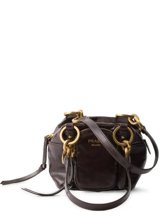 Prada mini Dangle leather tote bag - women - Calf Leather - OS - Brown