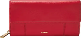 Fossil Womens Jori RFID Leather Flap Clutch