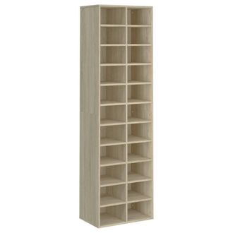 Berkfield Home Shoe Cabinet Sonoma Oak 54x34x183 cm Engineered Wood in Light Oak | Size: 54 x 34 x 183 cm