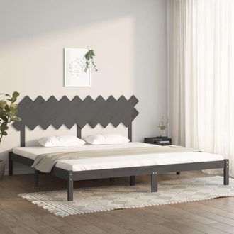 vidaXL Vidaxl - Estructura De Cama De Madera Maciza De Pino Gris 200x200 Cm