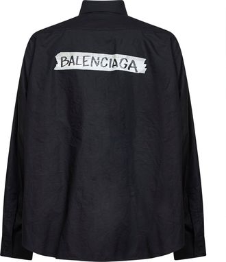 Balenciaga Mens Shirt Masking Tape Black Cotton