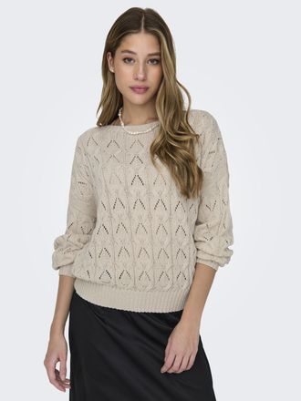 Only Strickpullover ONLY ONLBRYNN LIFE STRUCTURE L/S PUL KNT, Damen, Gr. L, grau (pumice stone), Strick, Obermaterial: 70% Baumwolle, 30% Polyester, unifar