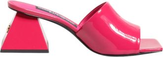 Dolce & Gabbana Roze Open Teen Blokhak Sandalen - Dames - Muiltjes - Roze - 36 EU - Leer - Schoenen