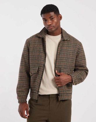 Redefined Rebel Giacca coach squadrata imbottita marrone a quadri