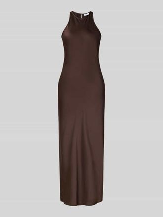 Vila Abendkleid aus Satin mit Rundhalsausschnitt Modell RAVENNA in Dunkelbraun, Gr&ouml;&szlig;e 34