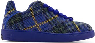 Burberry checked knitted sneakers - men - Polyamide/Sheepskin/Goat Skin/Elastane/Polyester/Calf Leather/Thermoplastic Polyurethane (TPU) - 40 - Blue