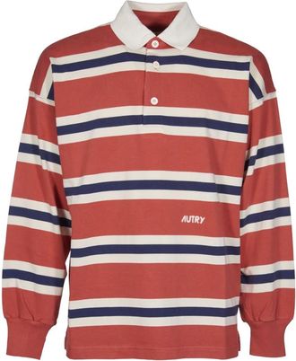 Autry Polo Shirt met Geribbelde Kraag en Manchetten - Heren - Polos - Rood - S - Katoen - Tops
