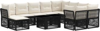 vidaXL Conjunto De Sof&aacute;s De Jard&iacute;n 11 Uds. Negro Rat&aacute;n Sint&eacute;tico Vidaxl