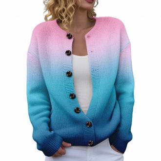 Generic Cardigan Sweaters for Women Lightweight Open Front Button Down Knitted Sweaters Ladies Floral Printed Jumper Cardigan Winter Spring Knitwear Dressy Ca