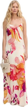 Lola Casademunt Maxi jurk met bloemenprint en boothals - Dames - Maxi kleedjes - Veelkleurig - L - Nylon - Kleedjes