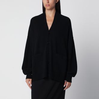 Extreme Cashmere Asymmetrical black cashmere cardigan