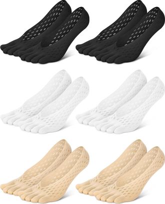 Generic 6 Pair Orthoes Compression Toe Alignment Socks, Bunion Relief No Show Liner Five Finger Socks for Women & Men