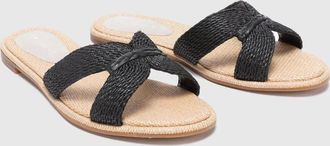 Dolce Vita Atomic Sandals Womens Black Raffia Slip On Silde HTAT1734