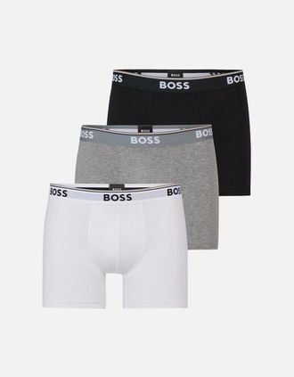 HUGO BOSS Mens BOSS Orange Power Three Pack Mens Stretch Cotton Boxer Briefs With Logos NOS - White/Grey/Black 999 - Size: 37/36/32