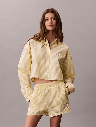 Calvin Klein Cropped Cotton Poplin Pyjama Top