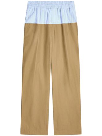 Dries Van Noten Two-Tone Wide-Leg Trousers with Contrasting Waistband