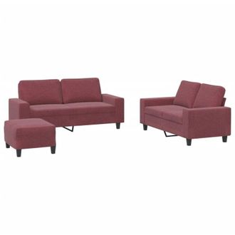 vidaXL Juego De Sof&aacute;s 3 Piezas Tela Rojo Tinto Vidaxl