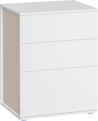 Vasagle Mesita de noche de montaje r&aacute;pido de color blanco y beige