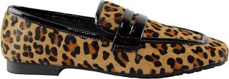 Zoe Zwarte Glanzende Leren Pony Schoen - Dames - Loafers - Bruin - 37 EU - Leer - Schoenen
